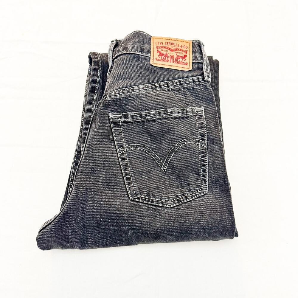 Levi's Ribcage Straight Ankle Button Front Gray Wash Denim Jeans Size 27